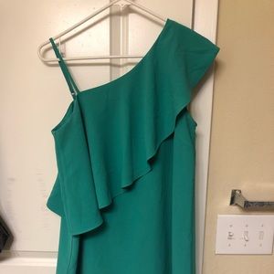Vibrant green ruffled dress